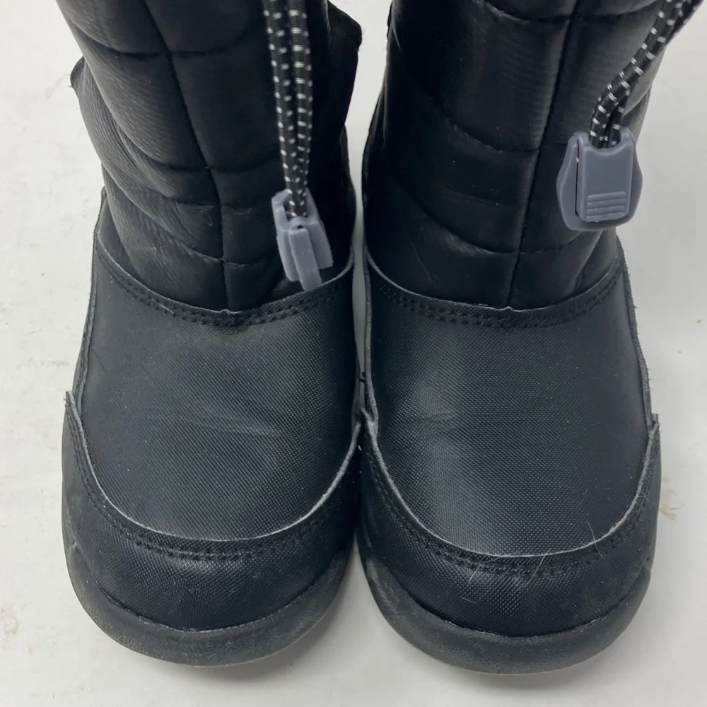 Lands’ End Youth Black Winter Boots US 11M – Hook & Loop, Drawstring Top